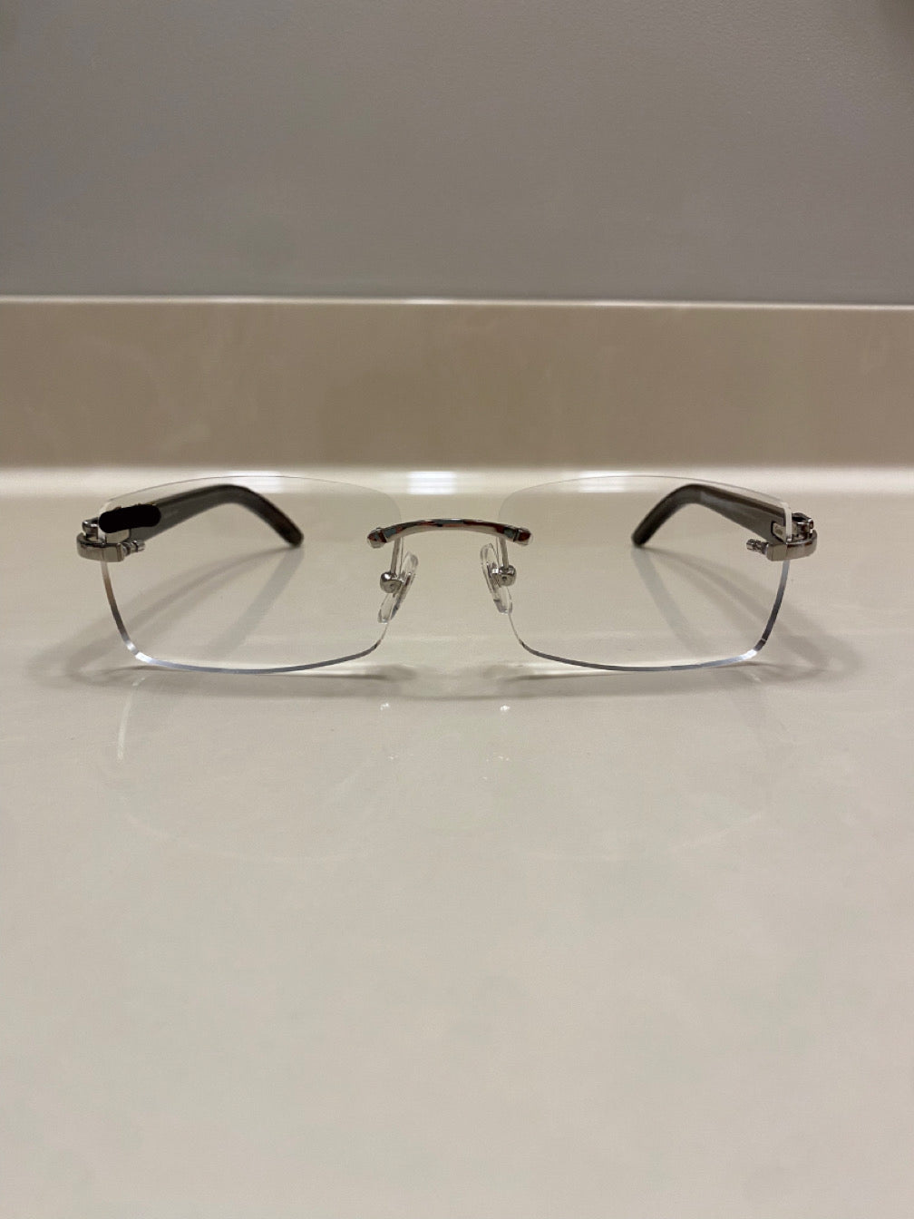Classic Plain Jane Silver Black Buffs With Clear Lens