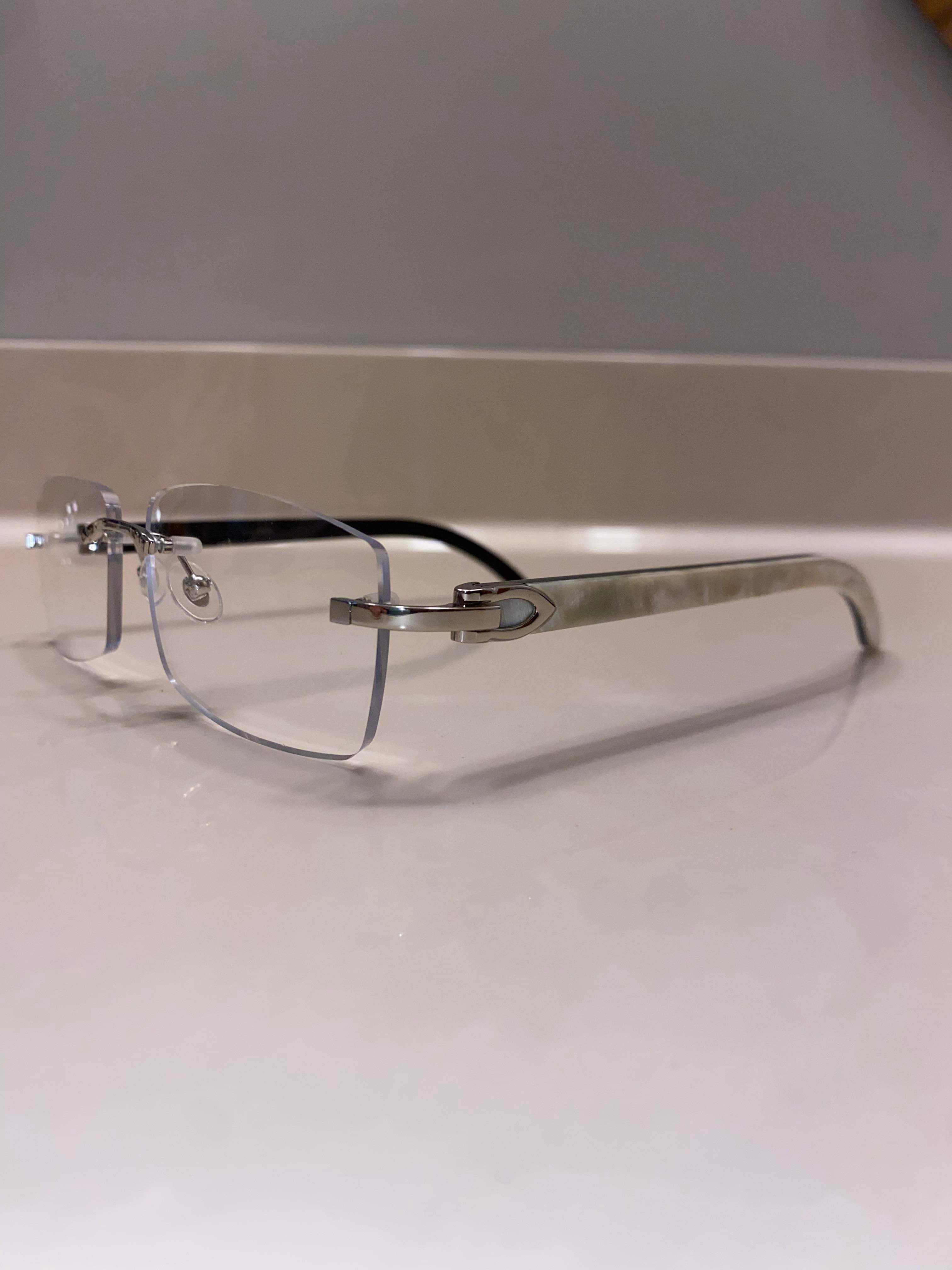 White Buffs Silver Frame Clear Lens Classic Buffs