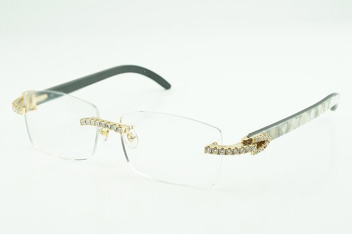 White Buffs Clear Lens Diamond Frame Classic Size
