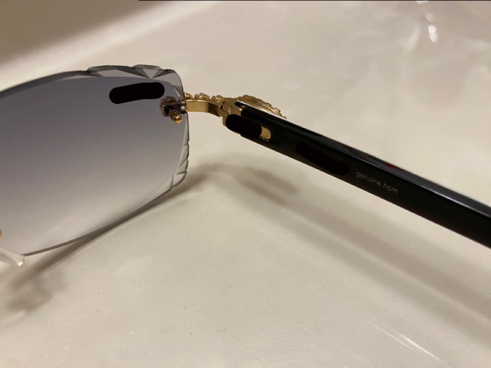 White Buffs Grey Faded Lens Diamond Frame Classic Size