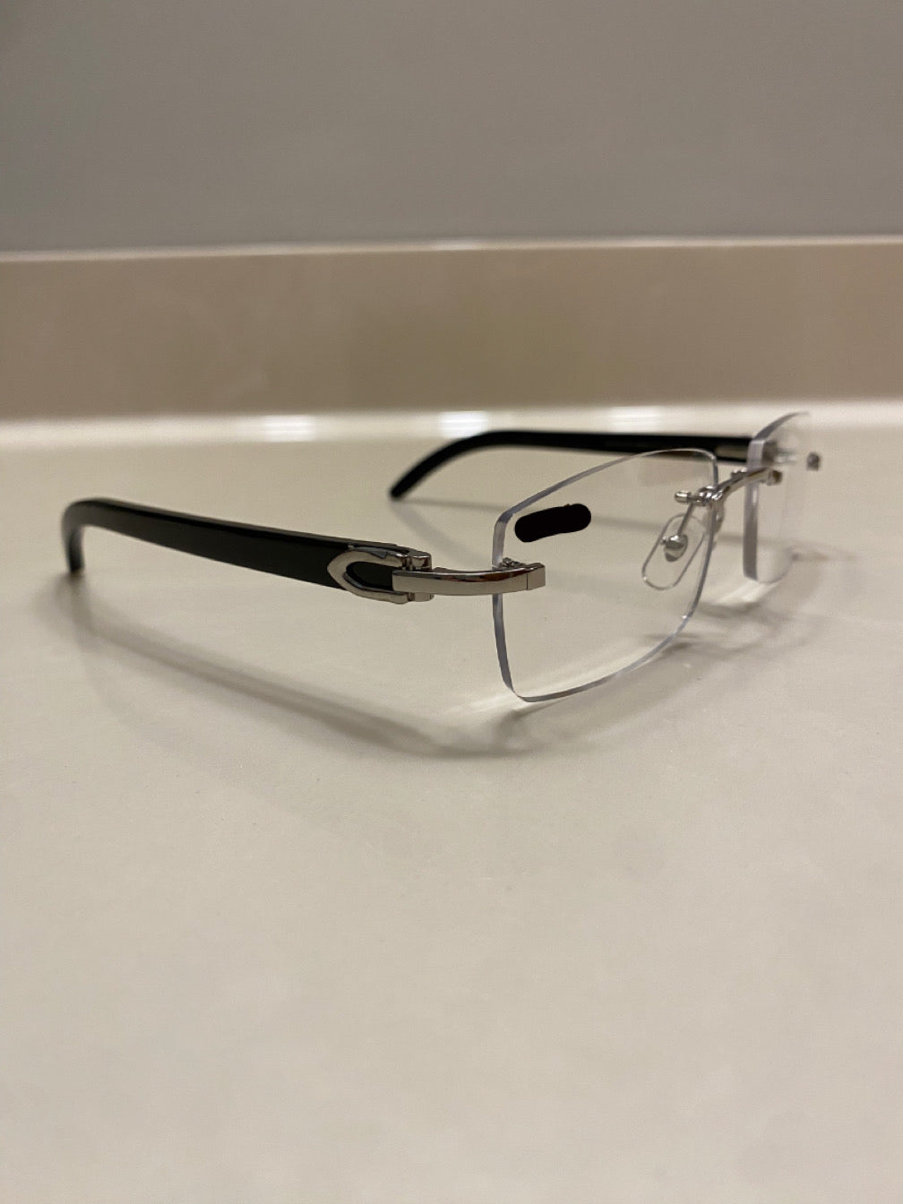 Classic Plain Jane Silver Black Buffs With Clear Lens