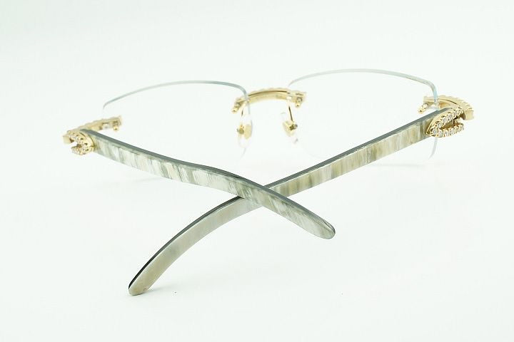 White Buffs Clear Lens Diamond Frame Classic Size