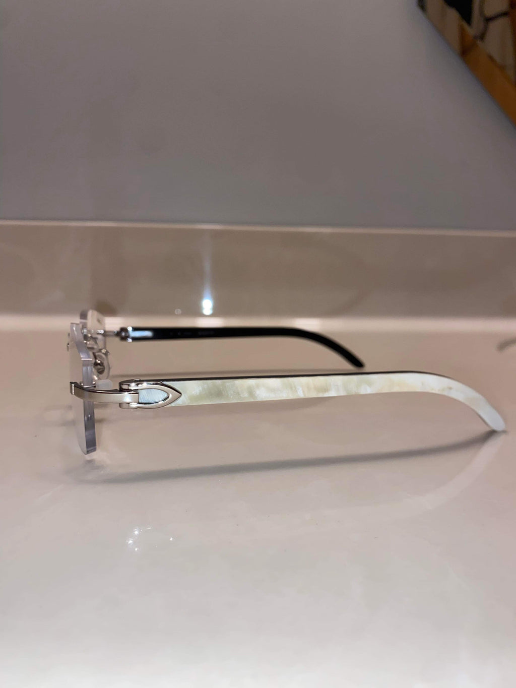 White Buffs Silver Frame Clear Lens Classic Buffs