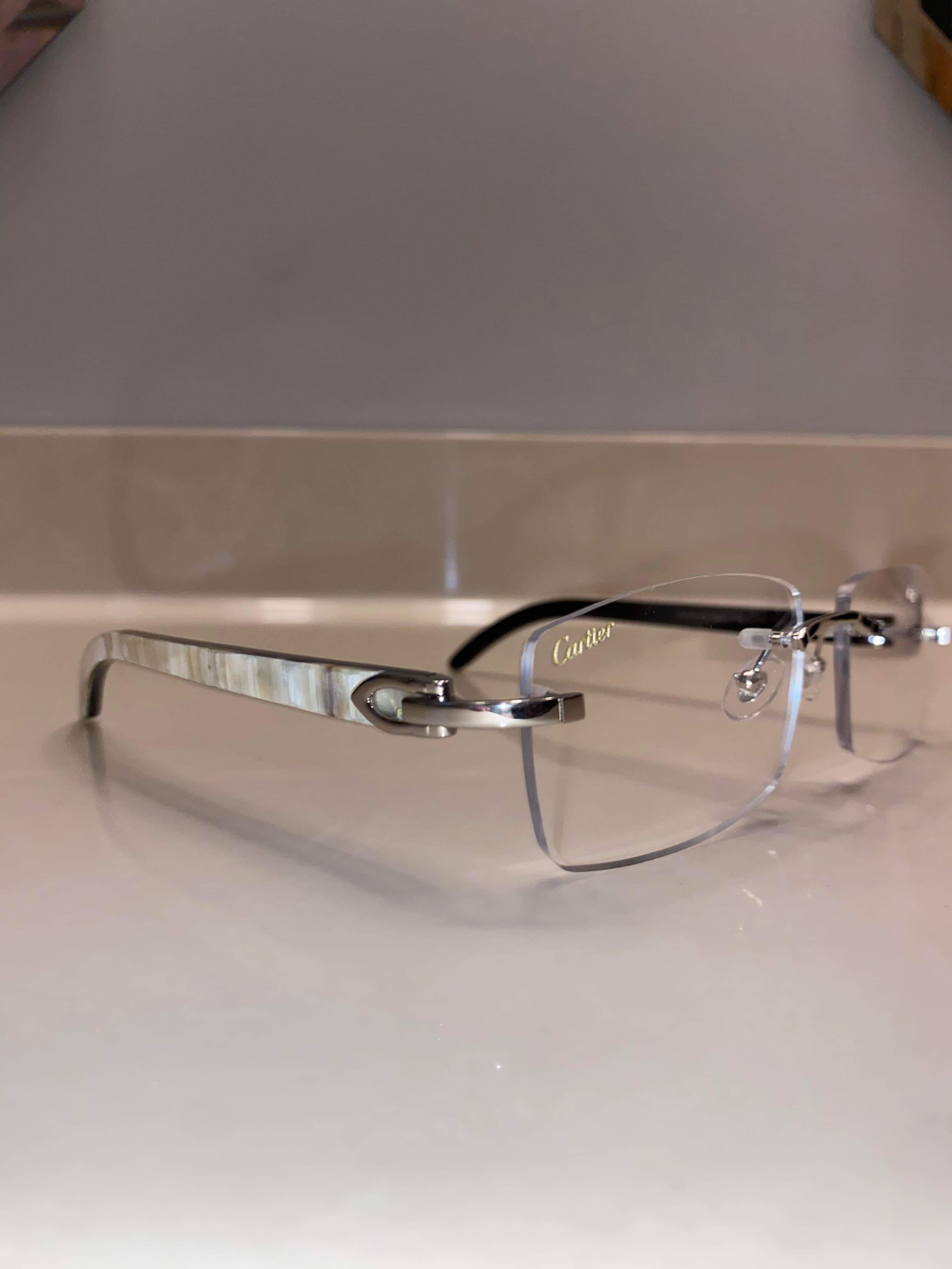 White Buffs Silver Frame Clear Lens Classic Buffs