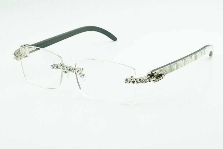 White Buffs Clear Lens Diamond Frame Classic Size