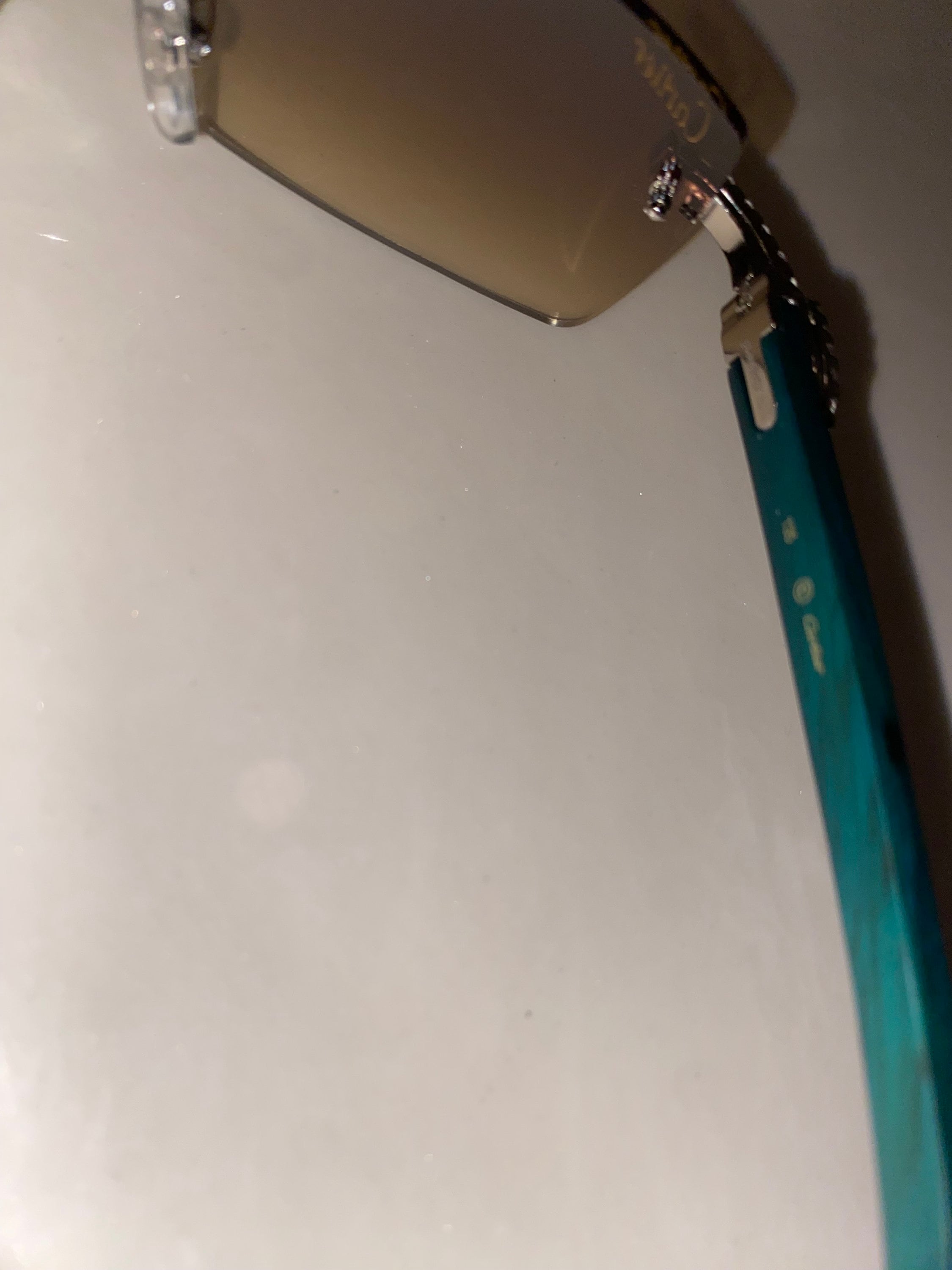 Lab Made Diamond Frame Classic Detroit Style Buffs Teal Wood Sticks