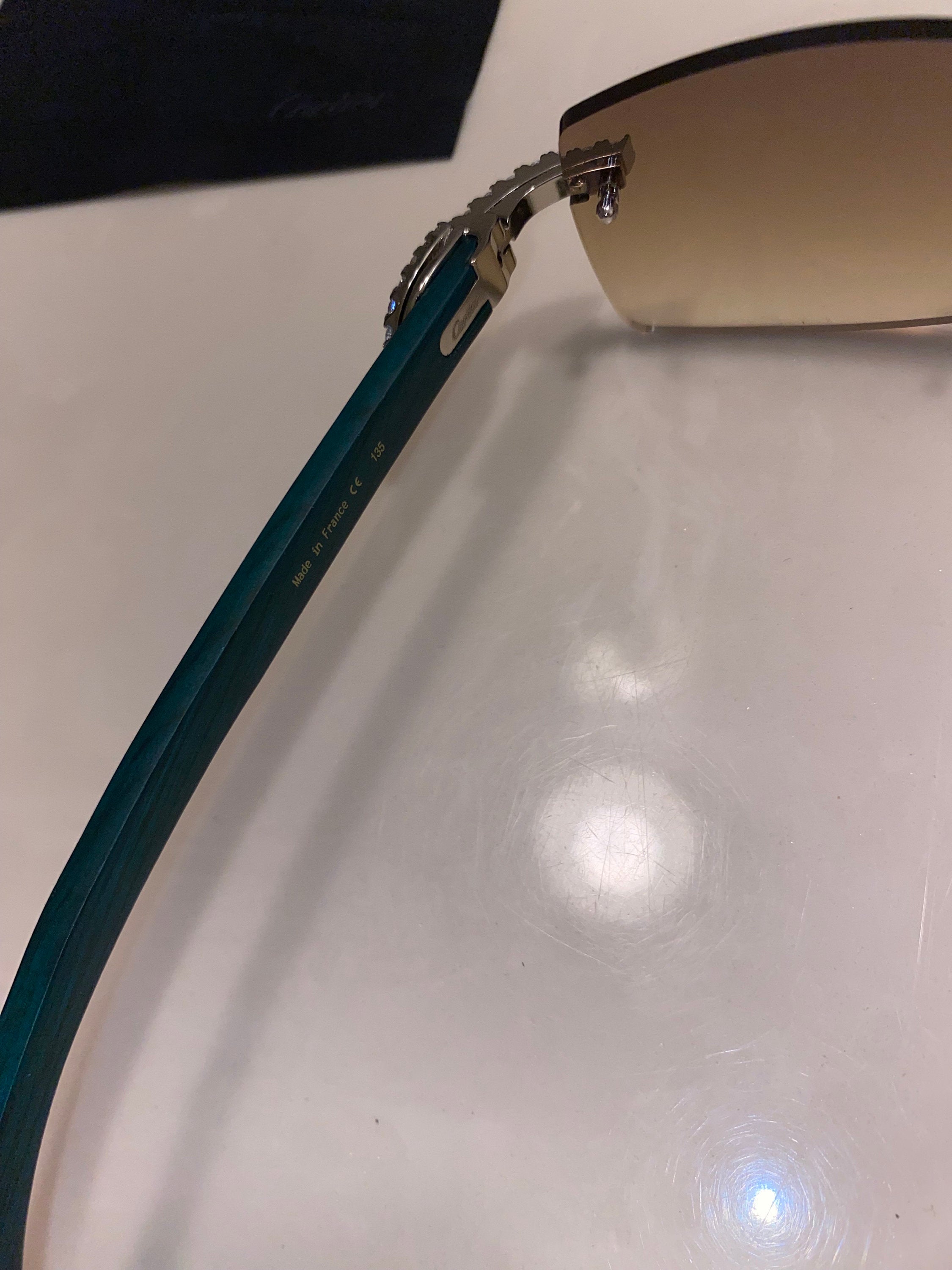 Lab Made Diamond Frame Classic Detroit Style Buffs Teal Wood Sticks