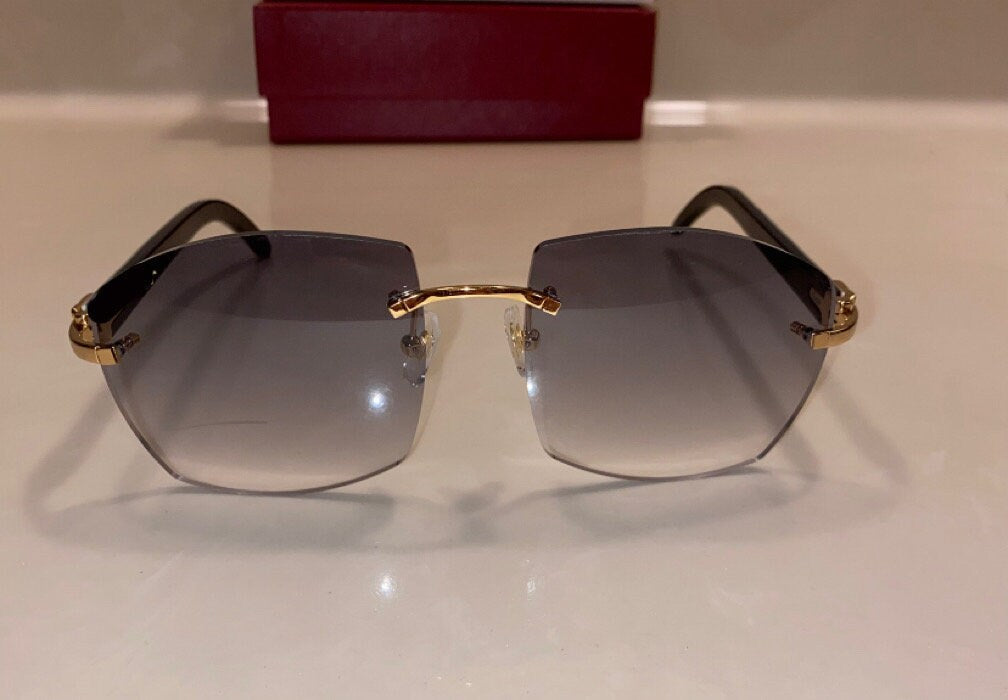 Classic Plain Jane Gold White Buffs | Larger Grey Lenses