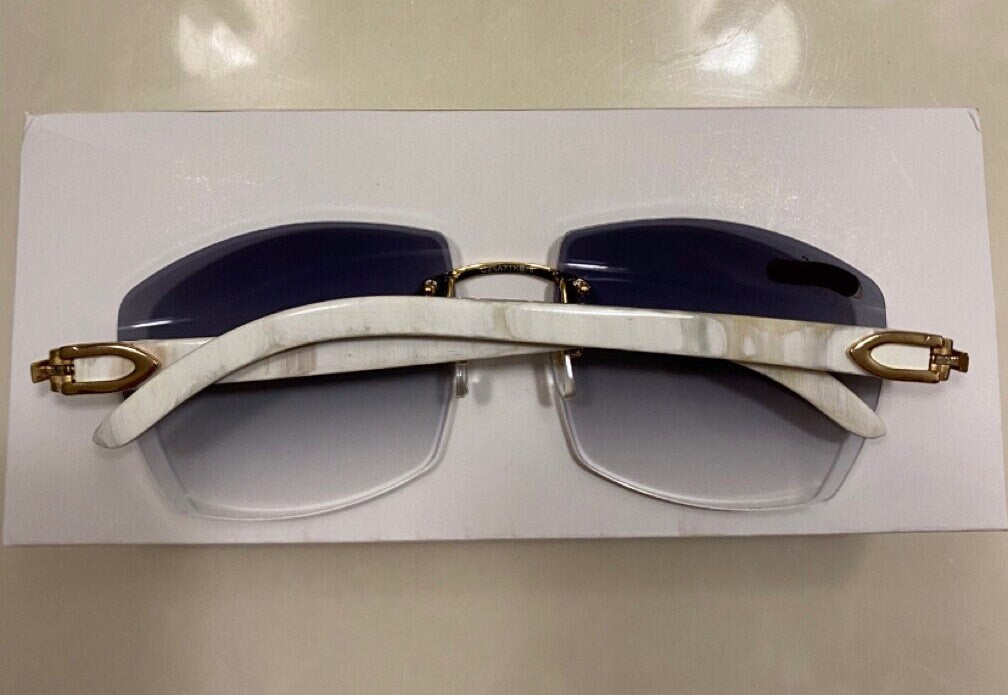 Classic Plain Jane Gold White Buffs | Larger Grey Lenses