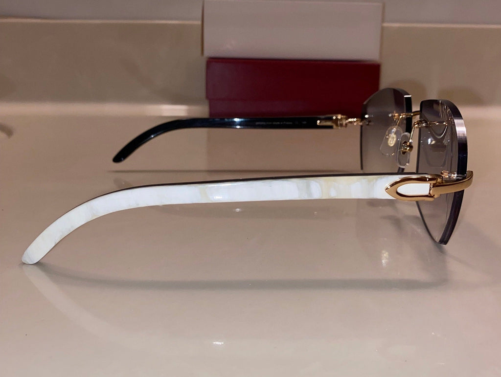 Classic Plain Jane Gold White Buffs | Larger Grey Lenses