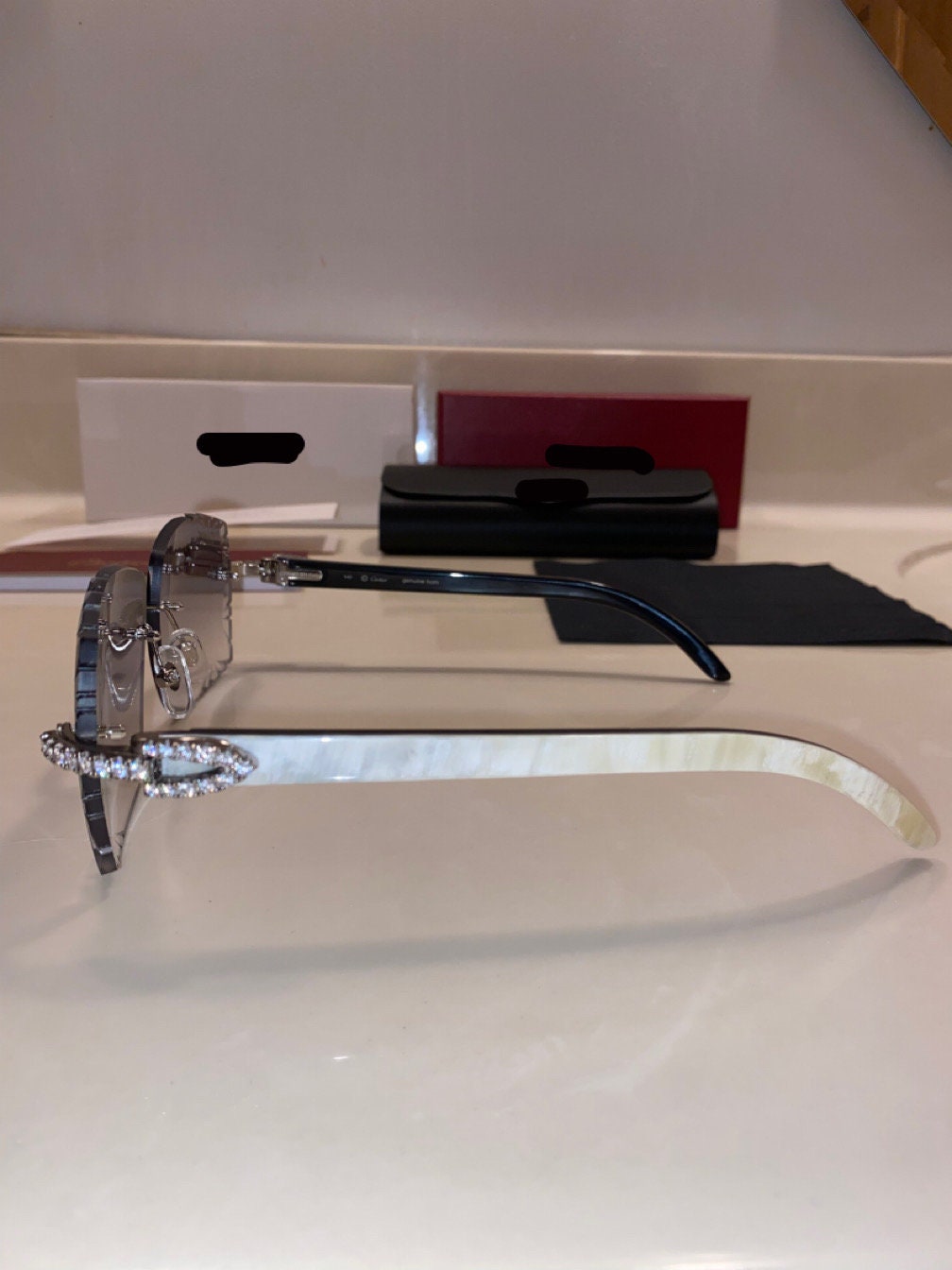 Lab Made Diamond Frame Buffs Large Cut Lenses