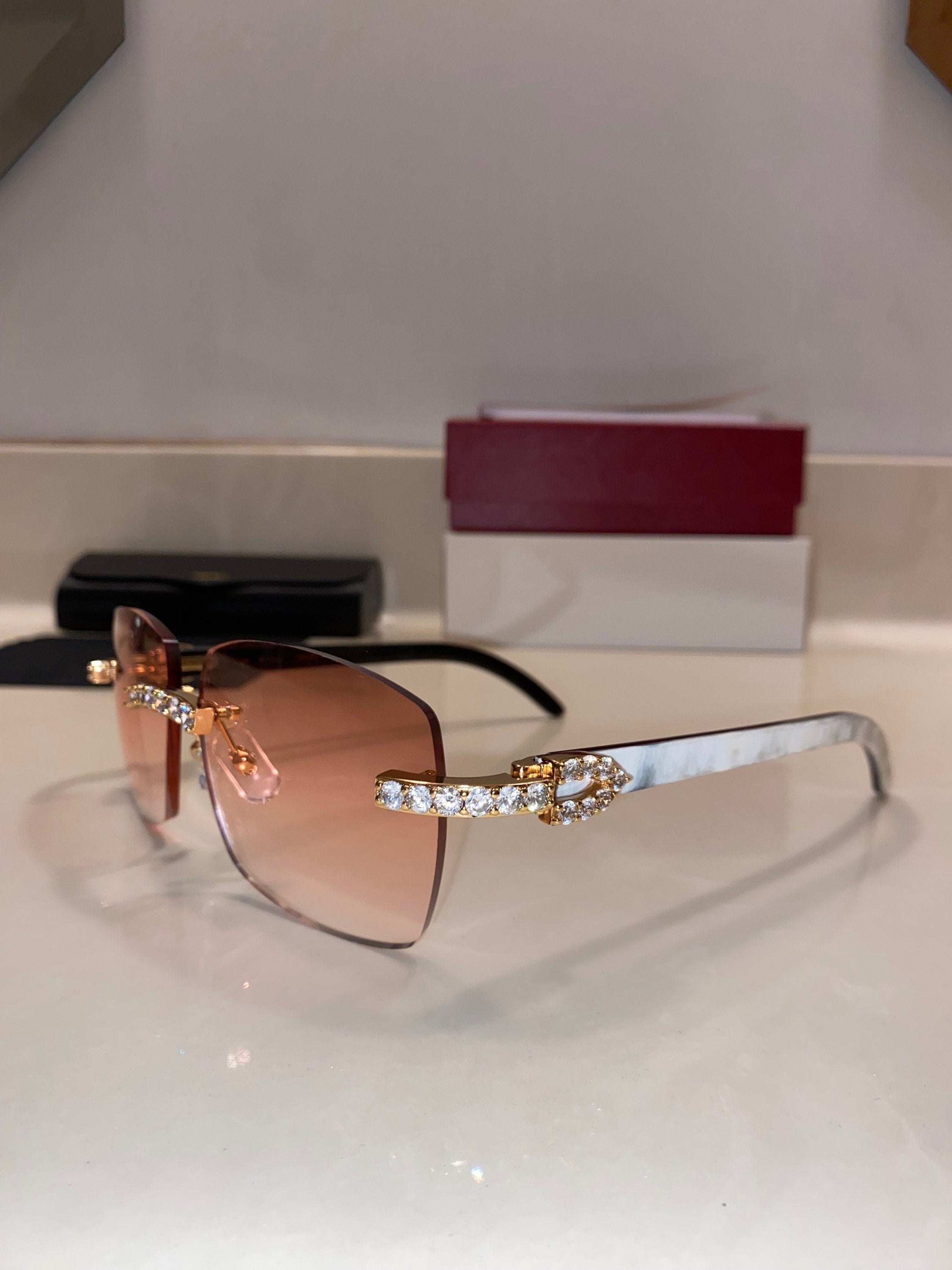 Lab Made Diamond Frame Detroit Style Buffs ( 58mm Large Lenses)