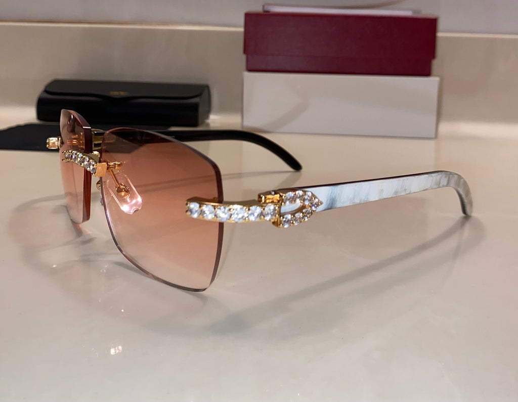 Lab Made Diamond Frame Detroit Style Buffs ( 58mm Large Lenses)