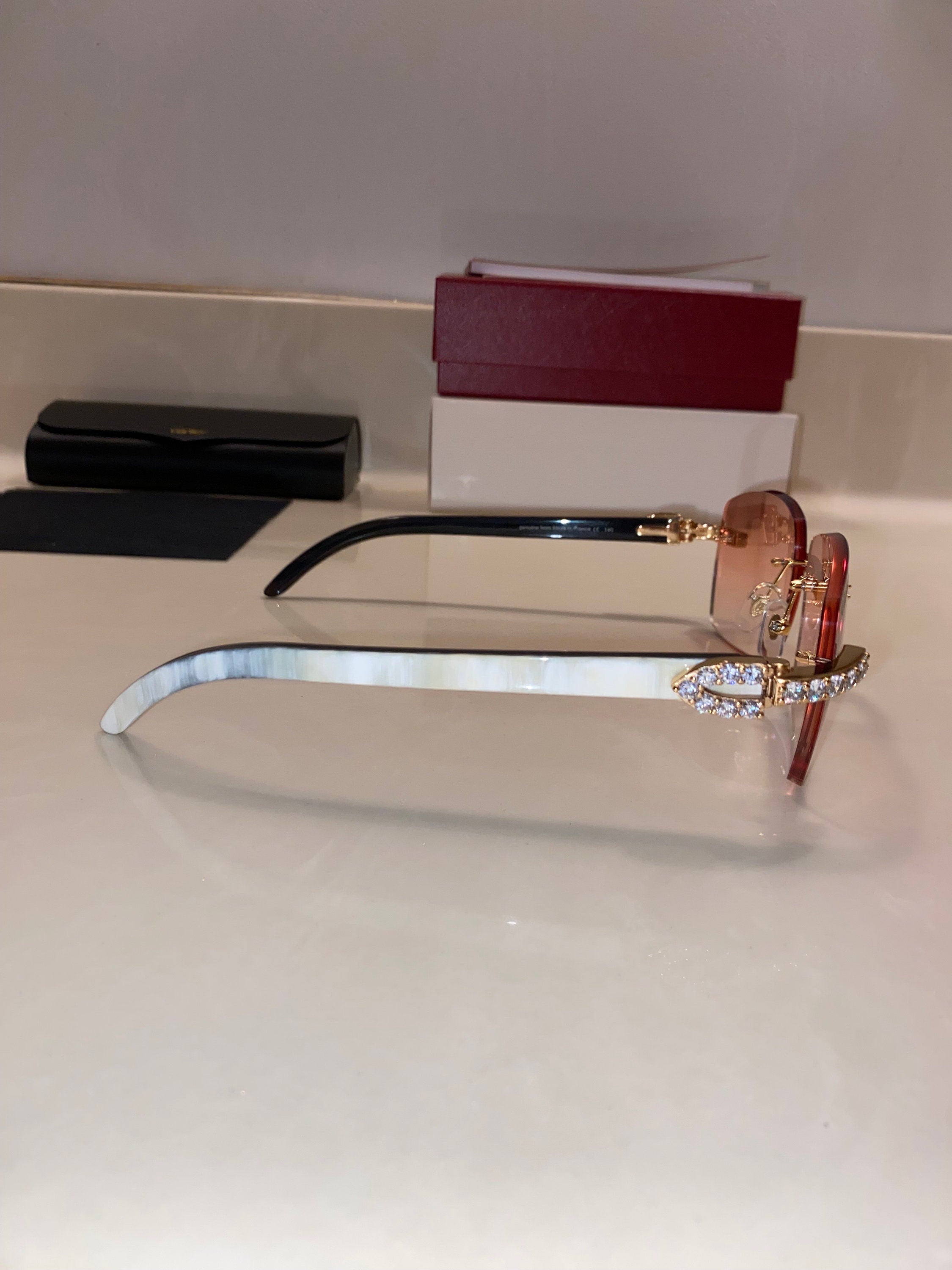 Lab Made Diamond Frame Detroit Style Buffs ( 58mm Large Lenses)