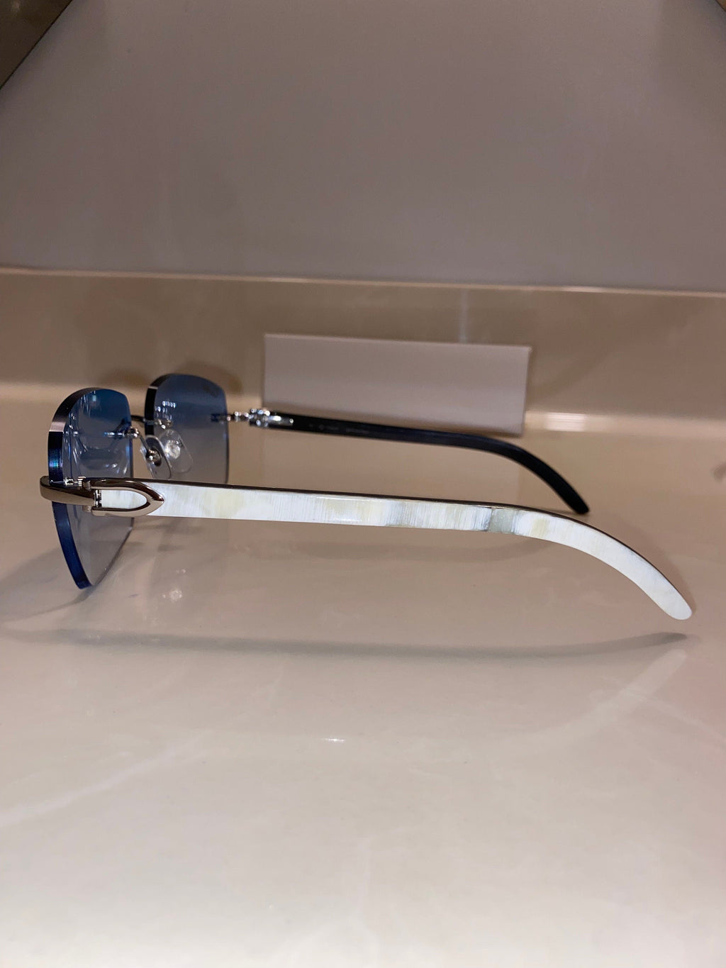 Plain Jane White Buffs Silver Larger Sky Blue Lenses