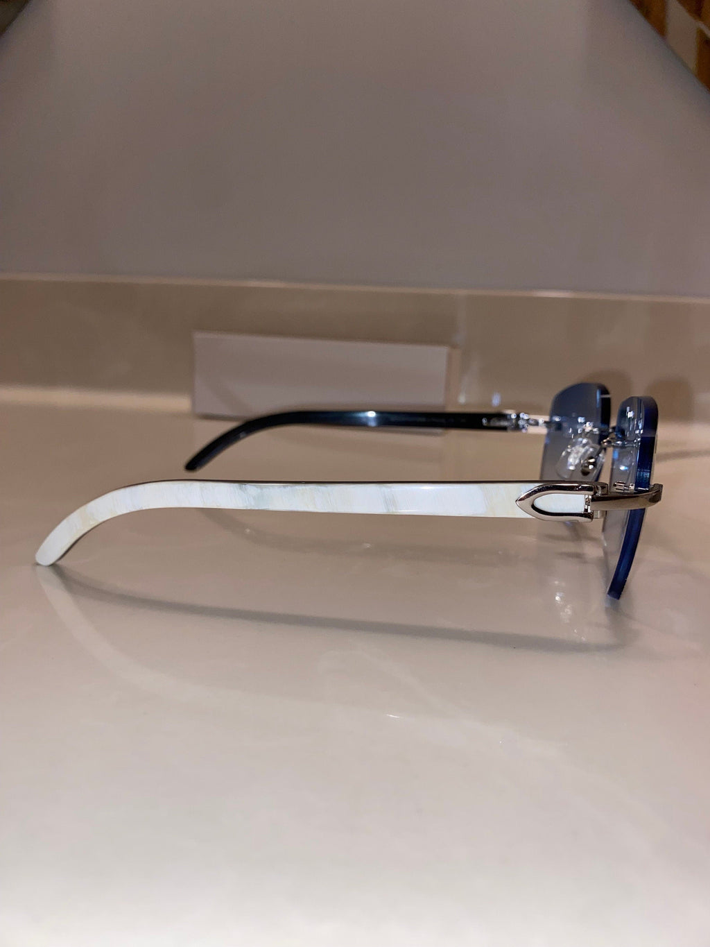 Plain Jane White Buffs Silver Larger Sky Blue Lenses