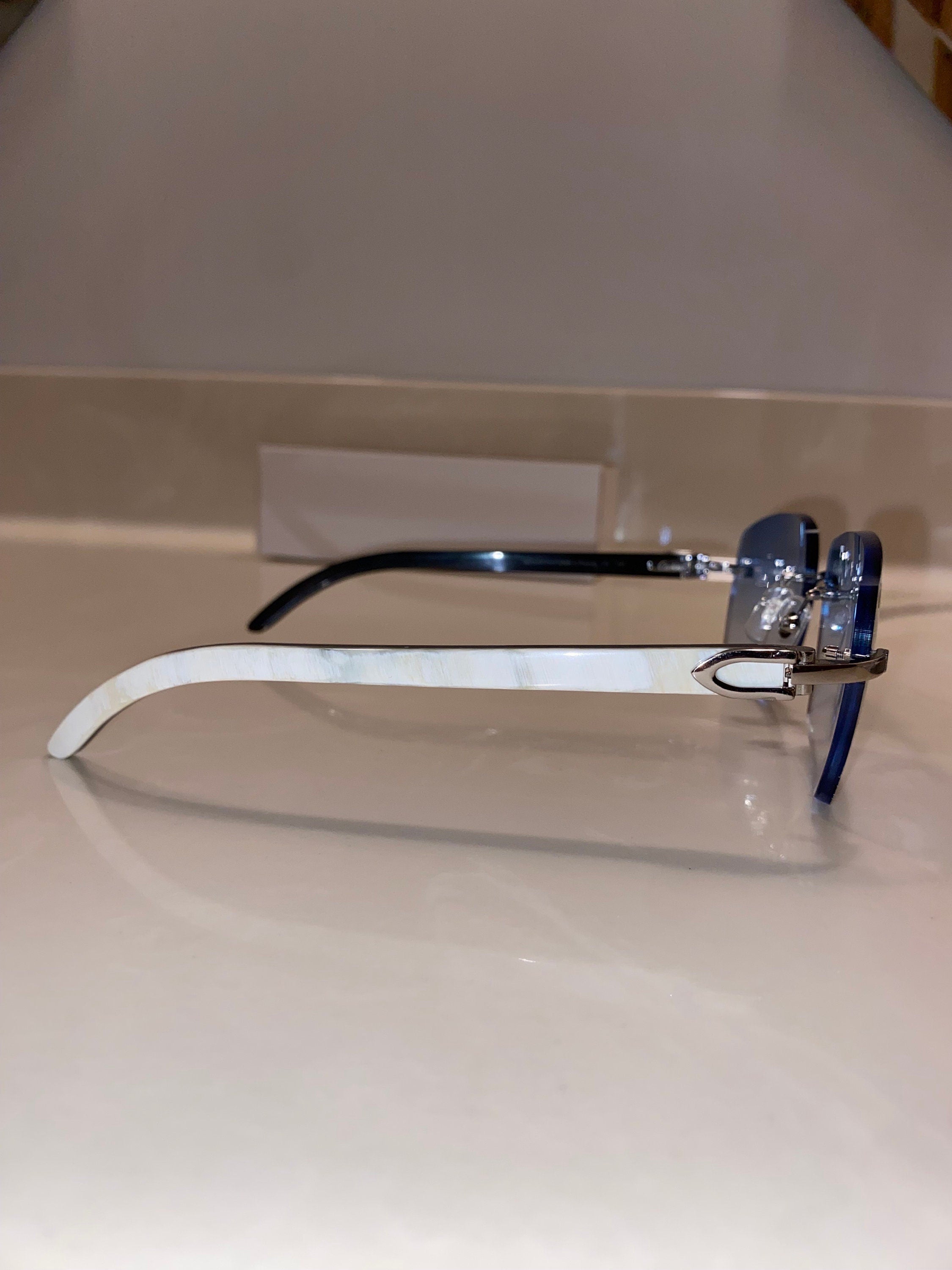 Plain Jane White Buffs Silver Larger Sky Blue Lenses