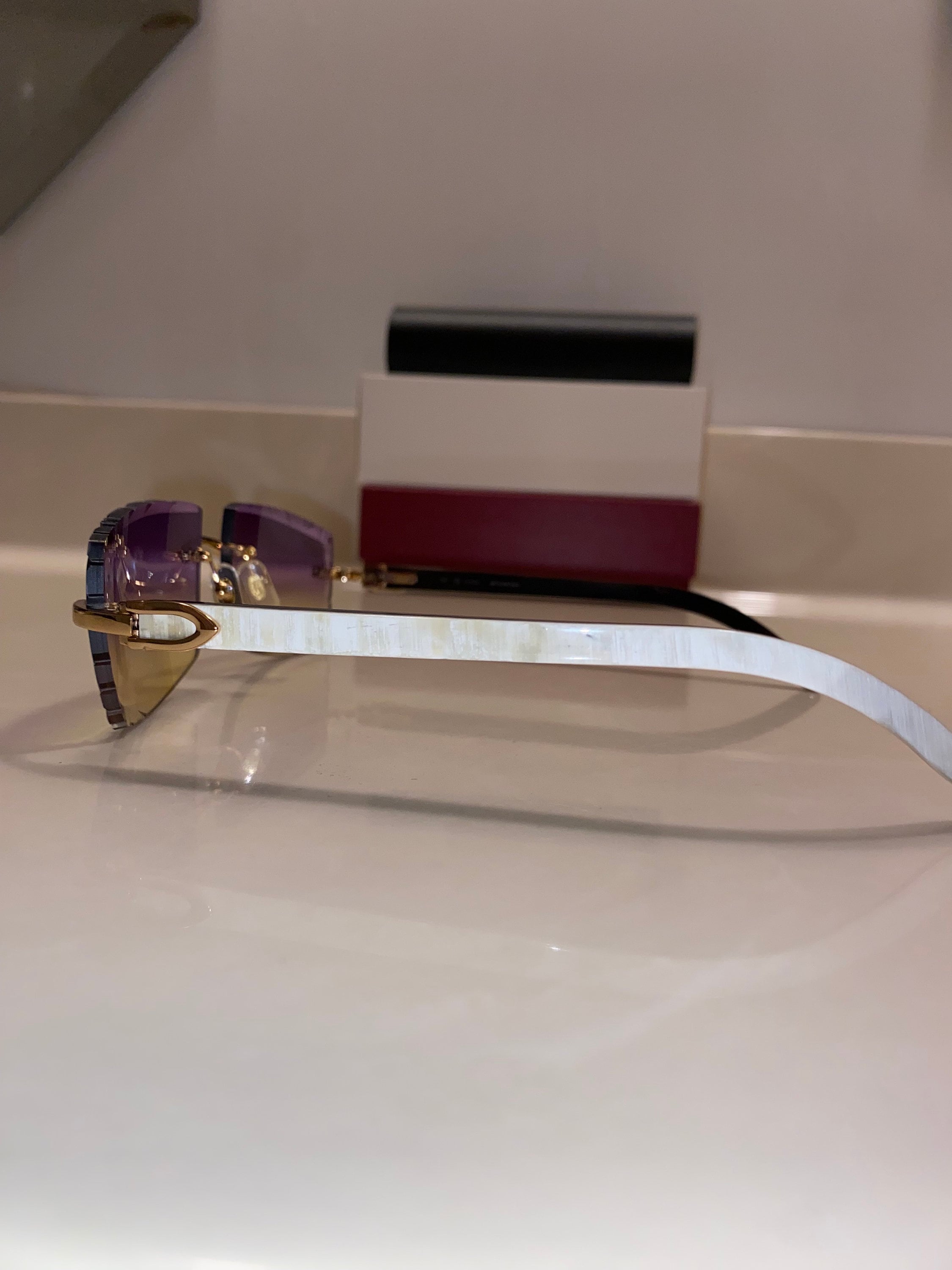 Plain Jane Buffs / Larger Cut Lenses Rainbow Lenses | Gold | White Sticks