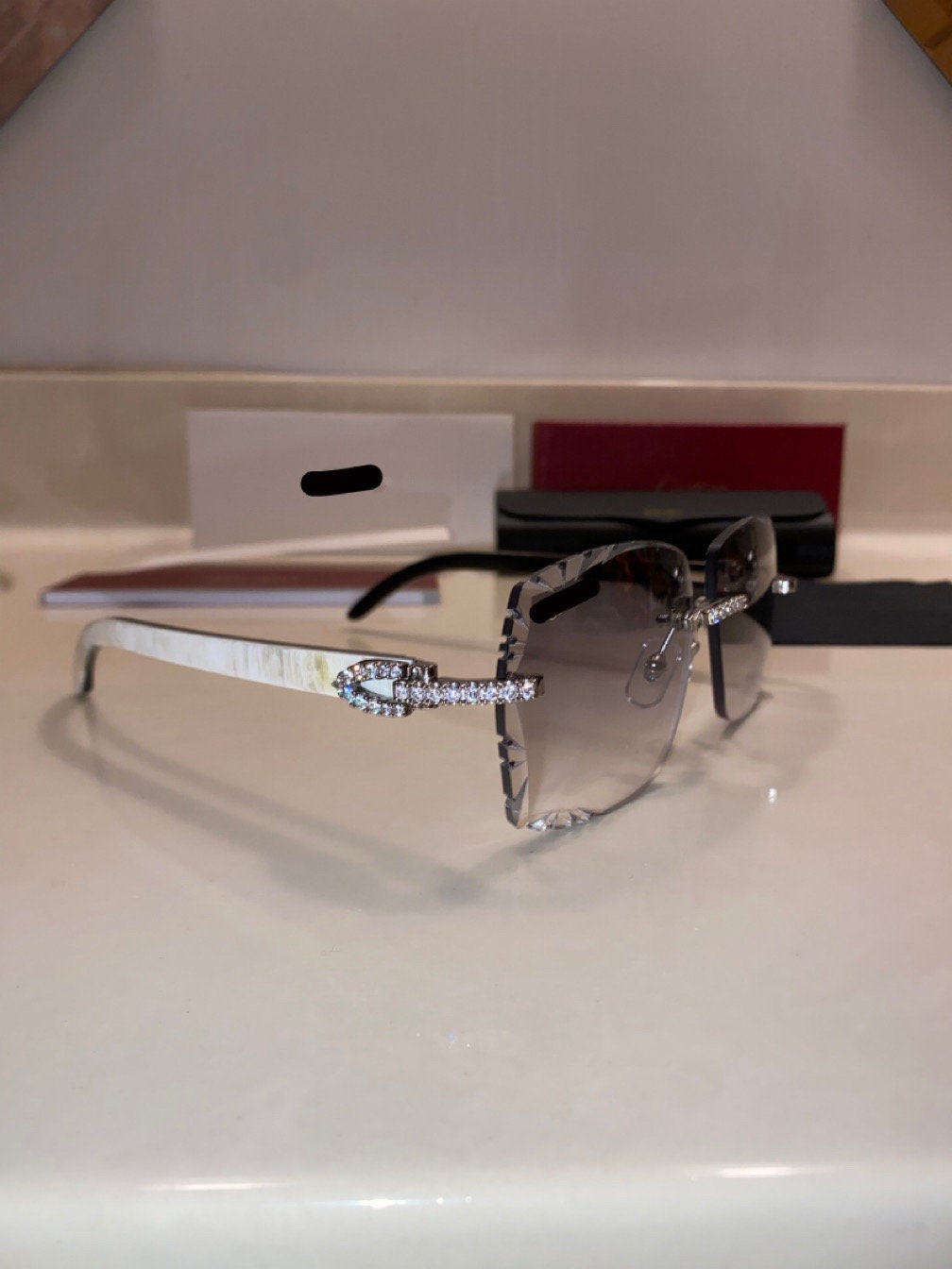 Lab Made Diamond Frame Buffs Large Cut Lenses
