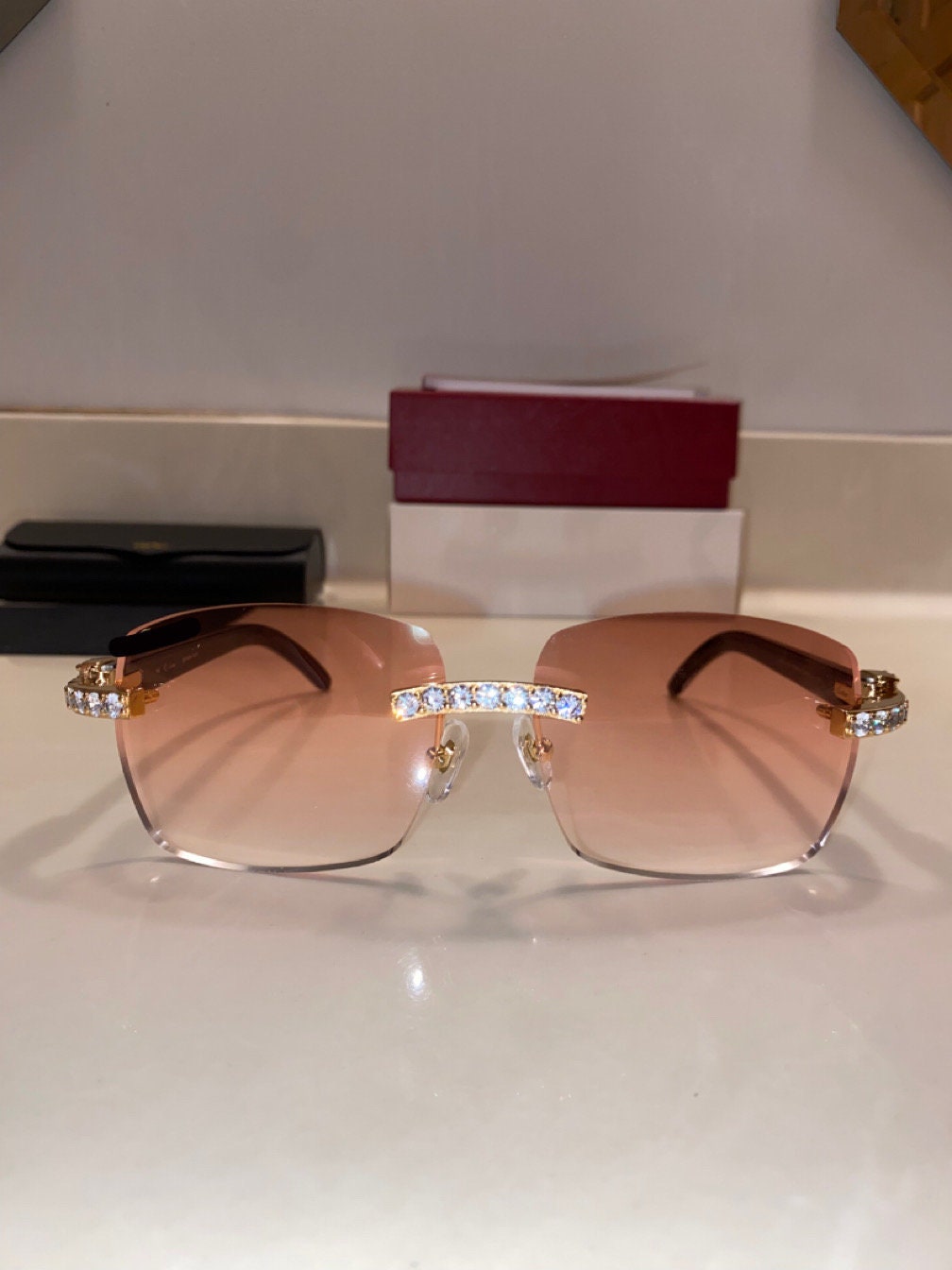 Lab Made Diamond Frame Detroit Style Buffs ( 58mm Large Lenses)