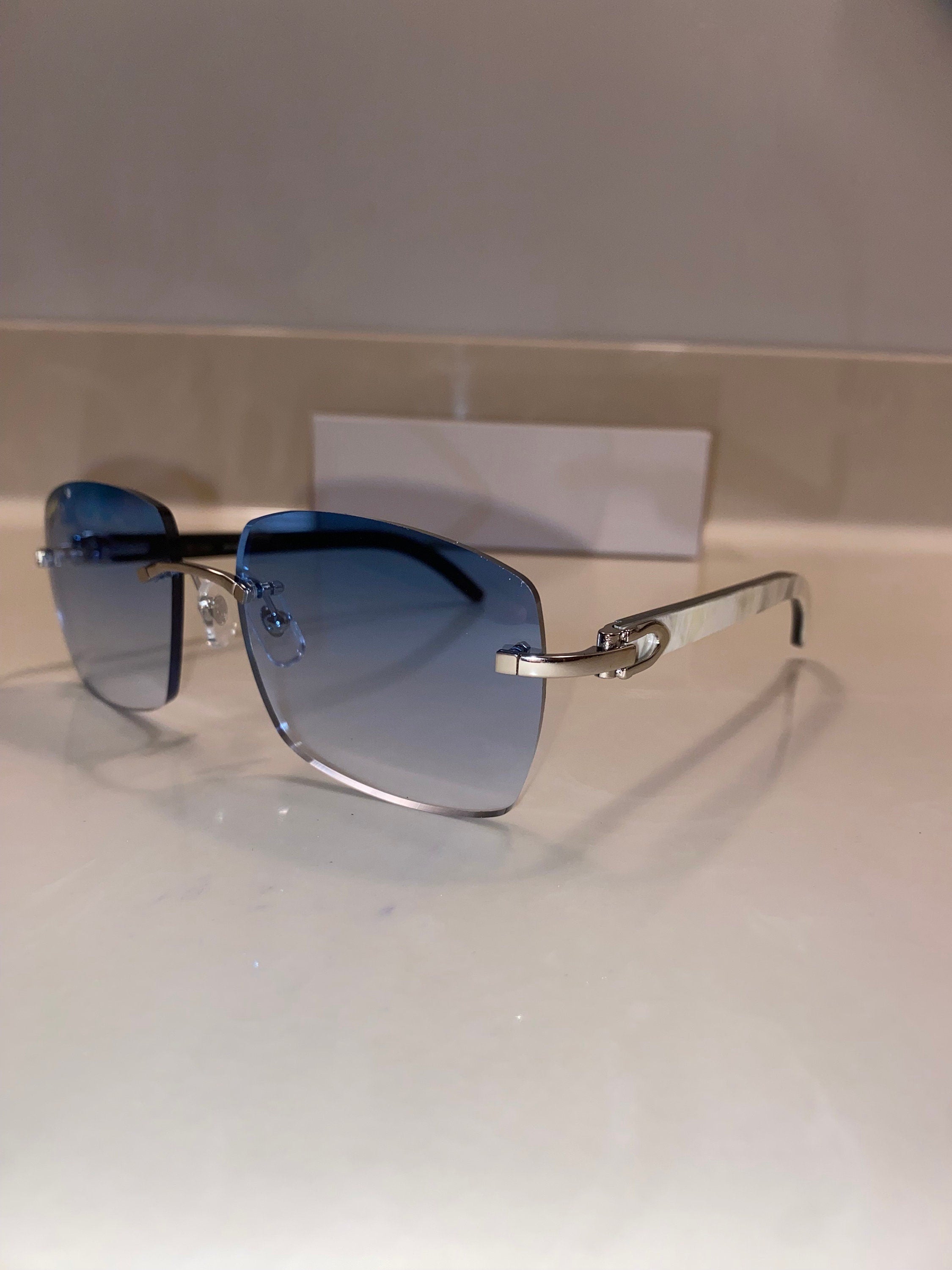 Plain Jane White Buffs Silver Larger Sky Blue Lenses