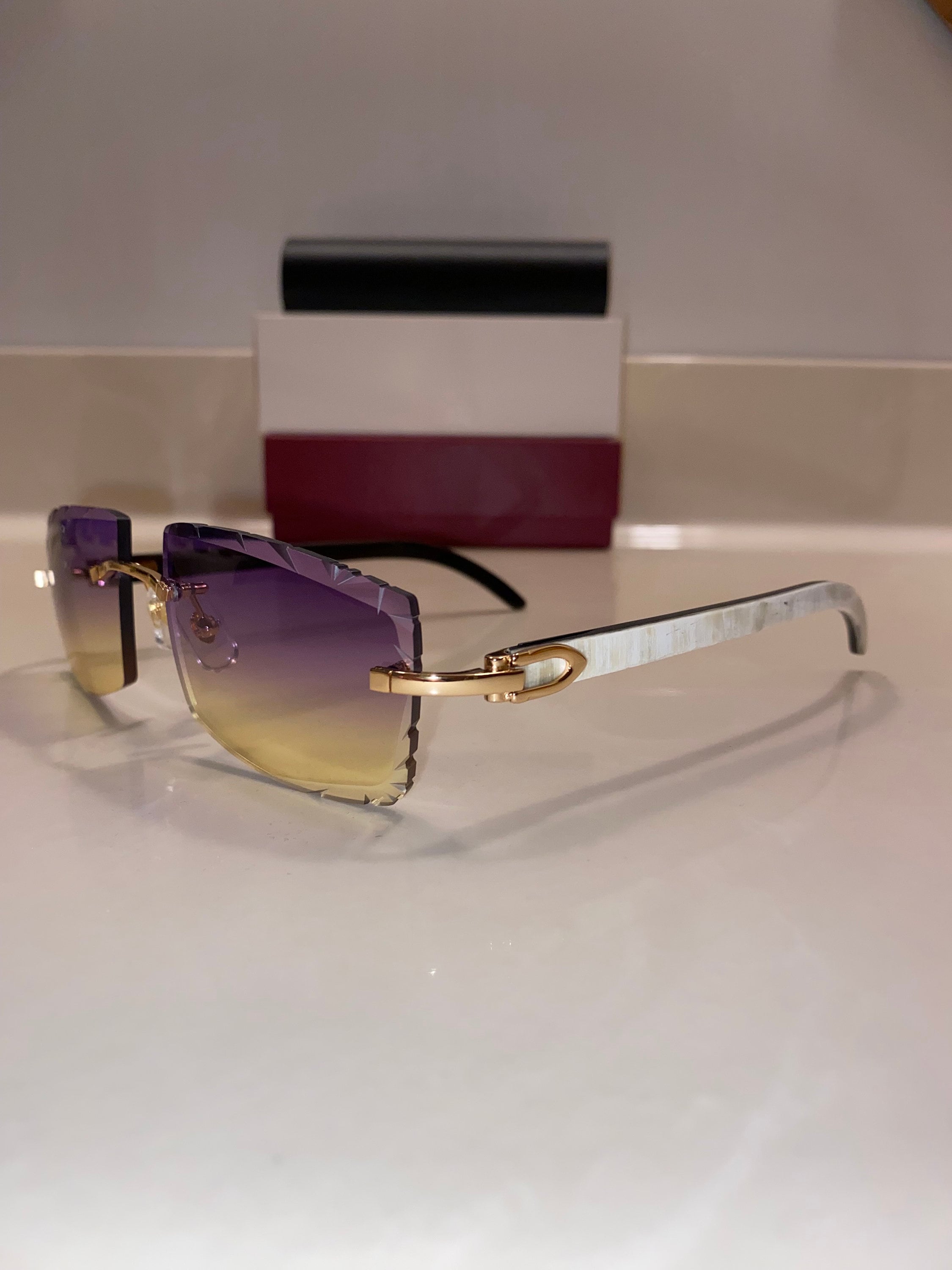 Plain Jane Buffs / Larger Cut Lenses Rainbow Lenses | Gold | White Sticks