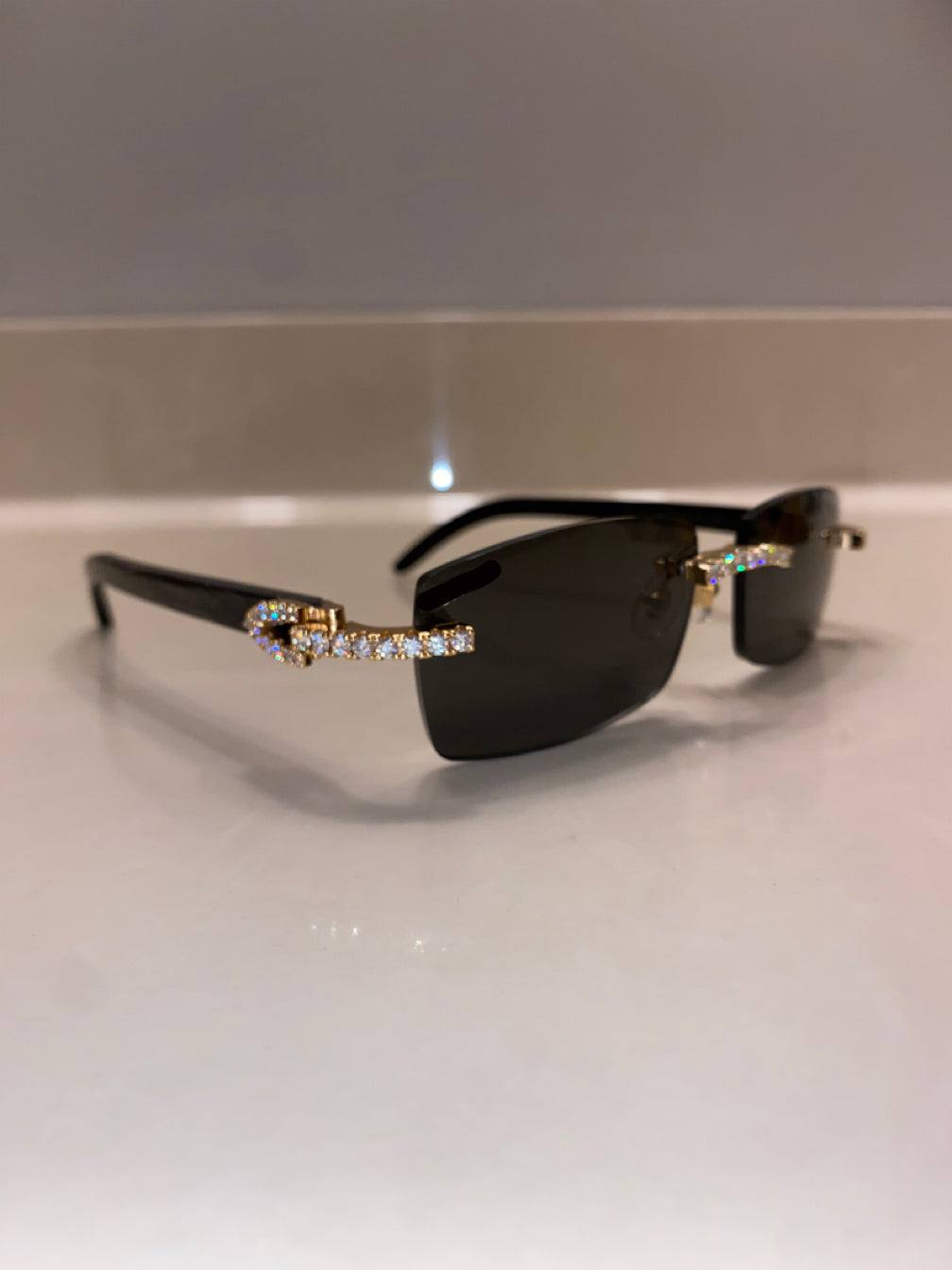 Classic Black Lens Gold Diamond Frame Black Buffs