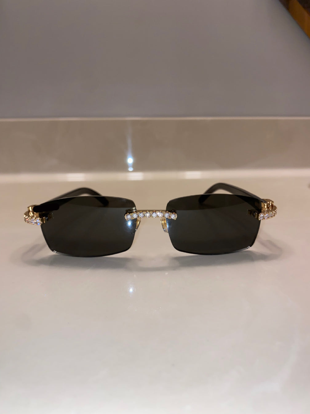 Classic Black Lens Gold Diamond Frame Black Buffs