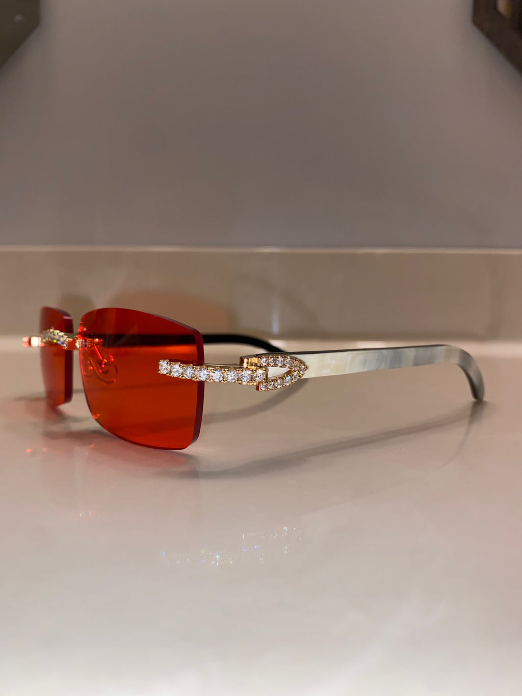 Classic Diamond White Buffs Gold With Red Lens