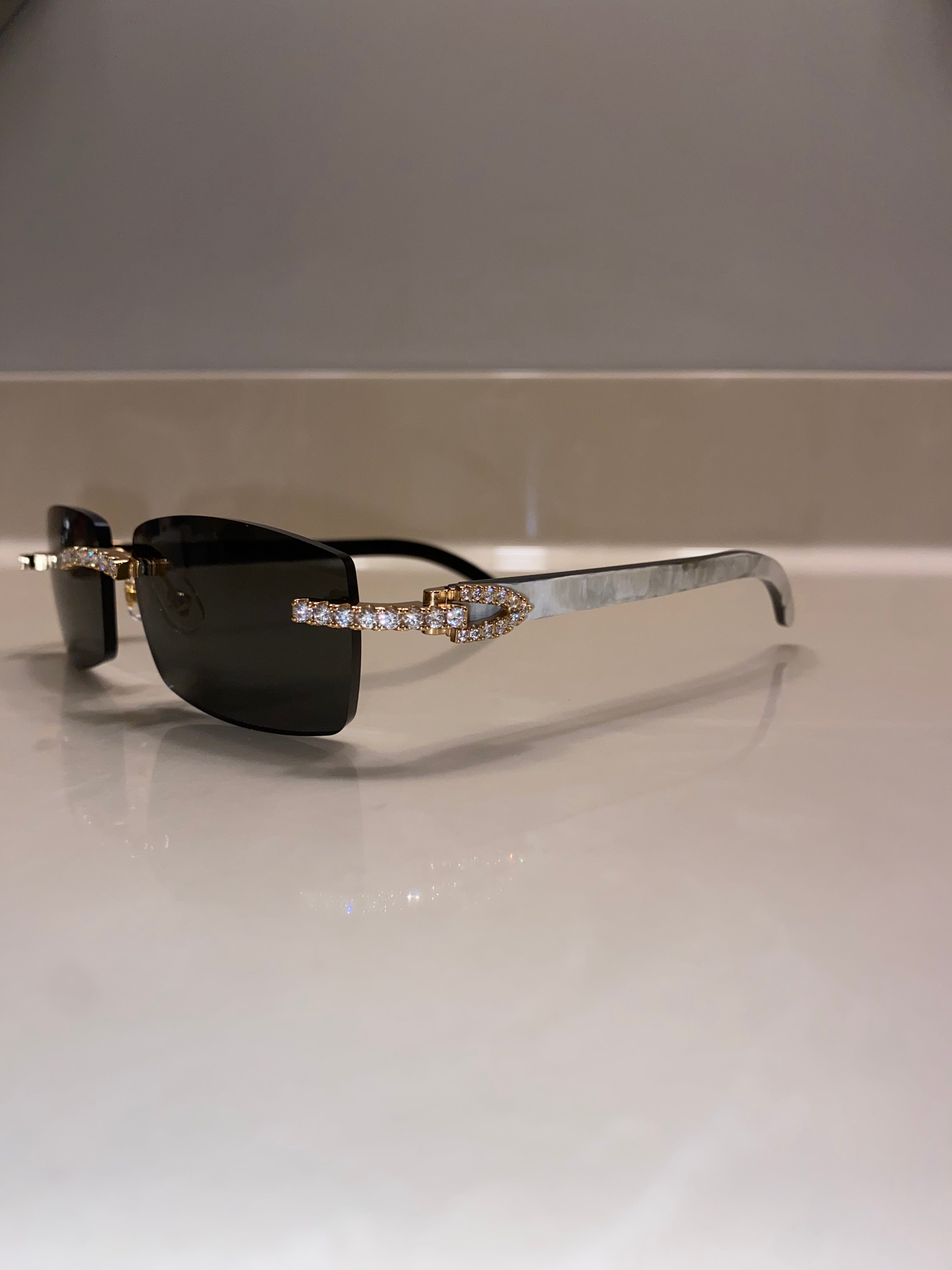 Diamond White Buffs Gold Frame Black Tint Classic