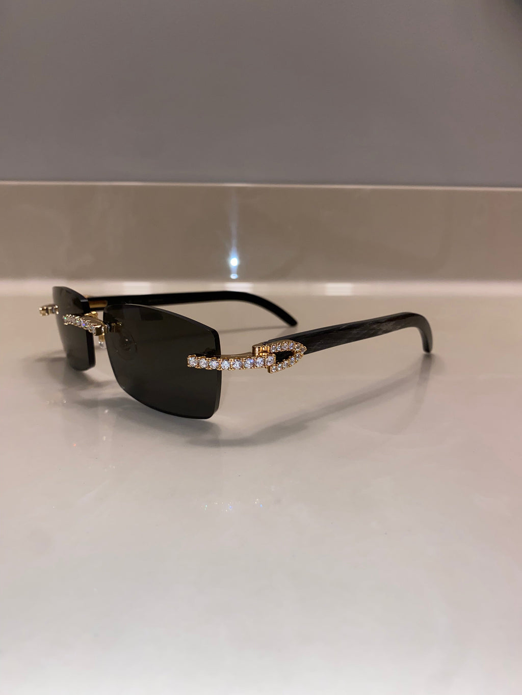 Classic Black Lens Gold Diamond Frame Black Buffs