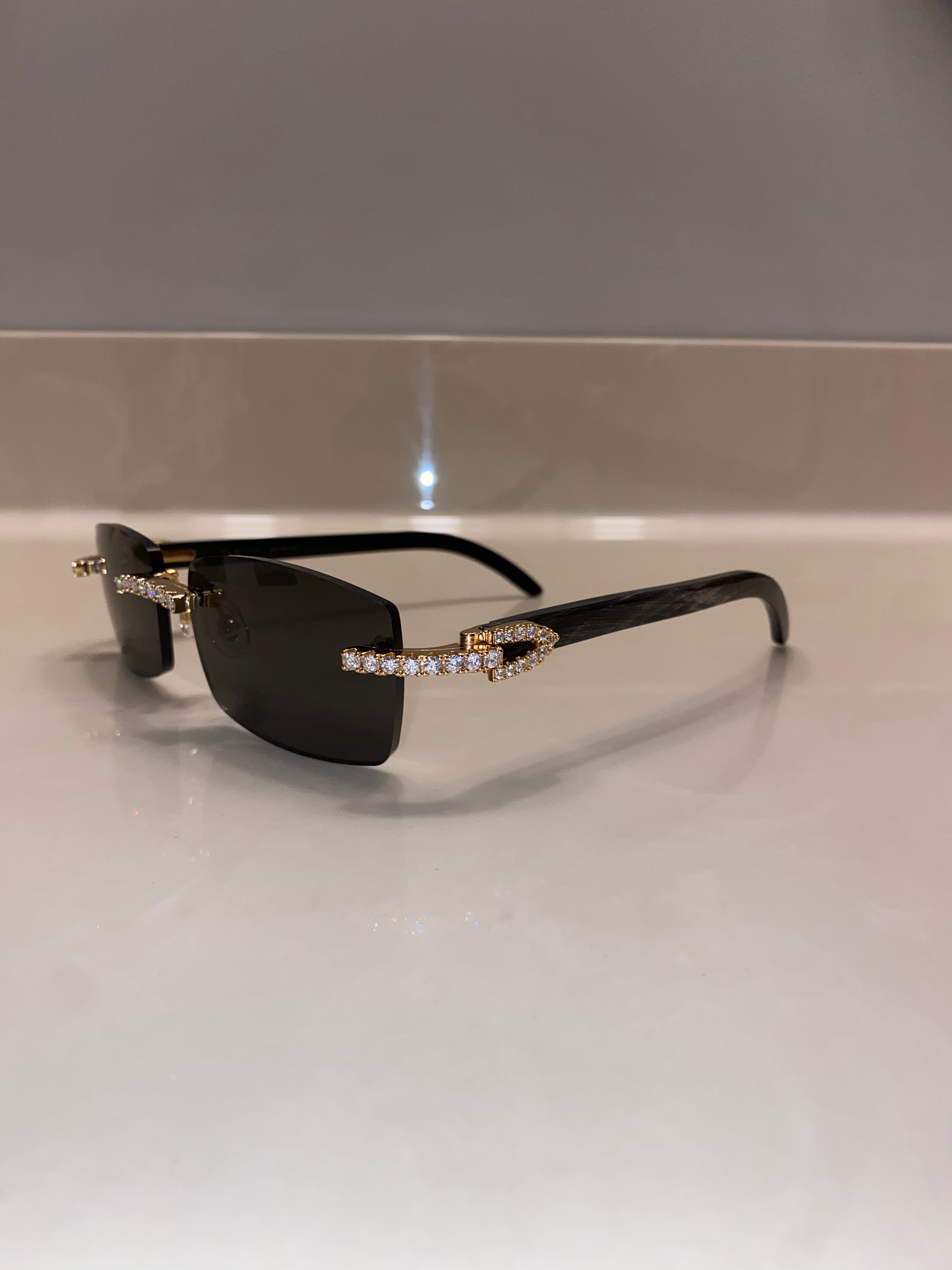 Classic Black Lens Gold Diamond Frame Black Buffs